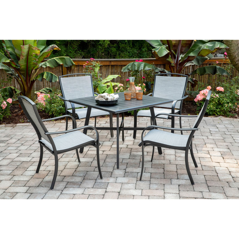 Wrenn 4 - Person Patio Dining Set with Square Table , Cushions Included