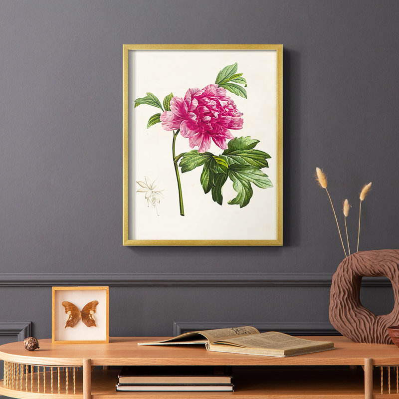 «Pretty Pink Botanicals I», reproduction encadrée - bois massif, Blanc, H 14 po x l 11 po