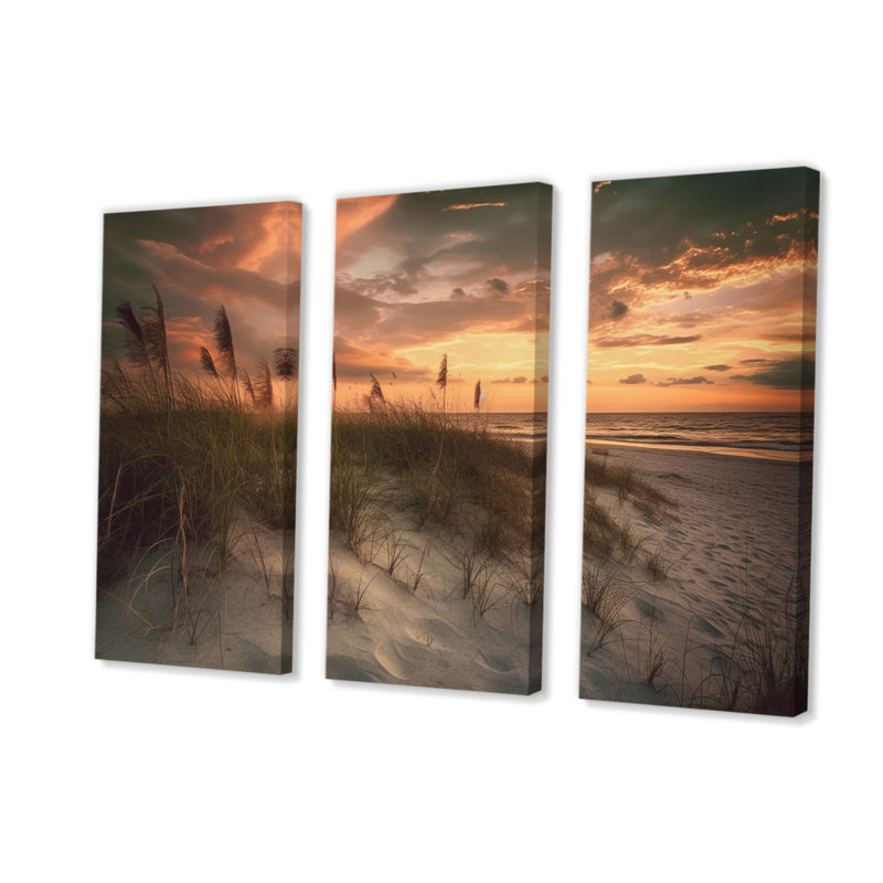 «Sandy Sunset I», reproduction sur toile 3 pièces, H 28 po x l 36 po x P 1 po