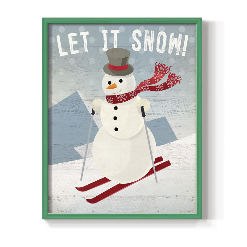 Let It Snow, reproduction encadrée - bois massif, H 11 po x l 9 po, Vert