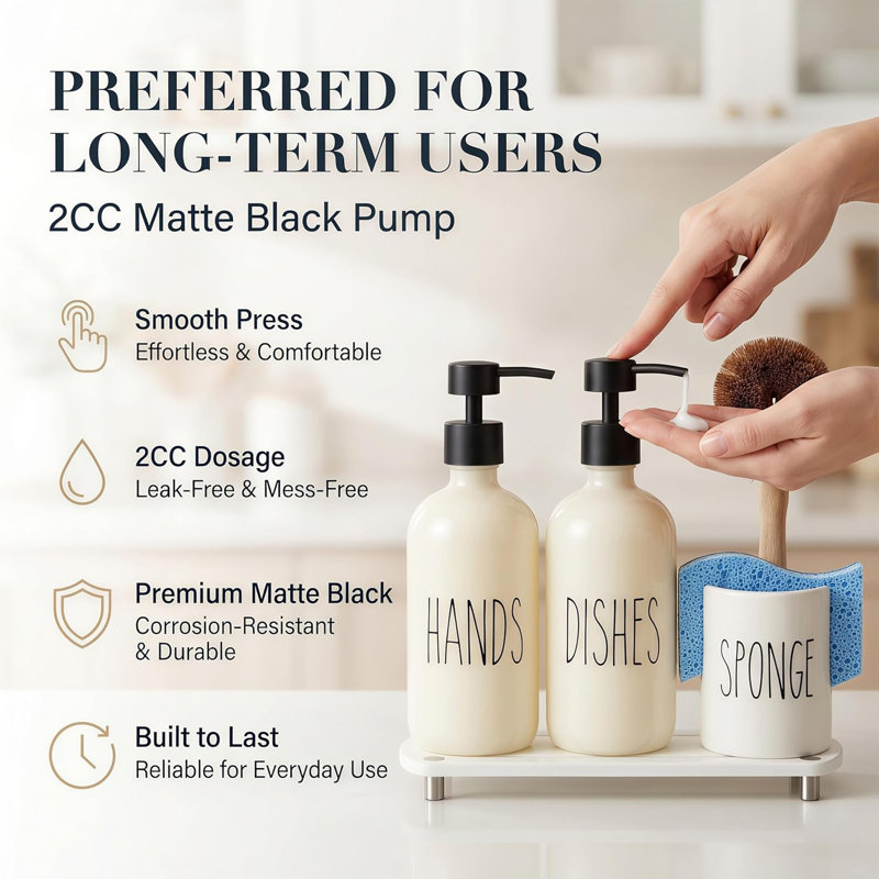 Kitchen Soap Dispenser Set With Ceramic Sponge Holder, Hand And Dish Soap Dispensers With Instant Dry Tray, Soap Dispenser Set For Countertop Sink Organizer Kitchen Decor