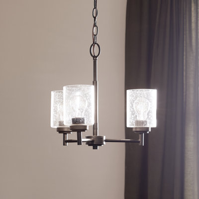 Winslow 3-Light Black Chandelier with Clear Seeded Glass Shades