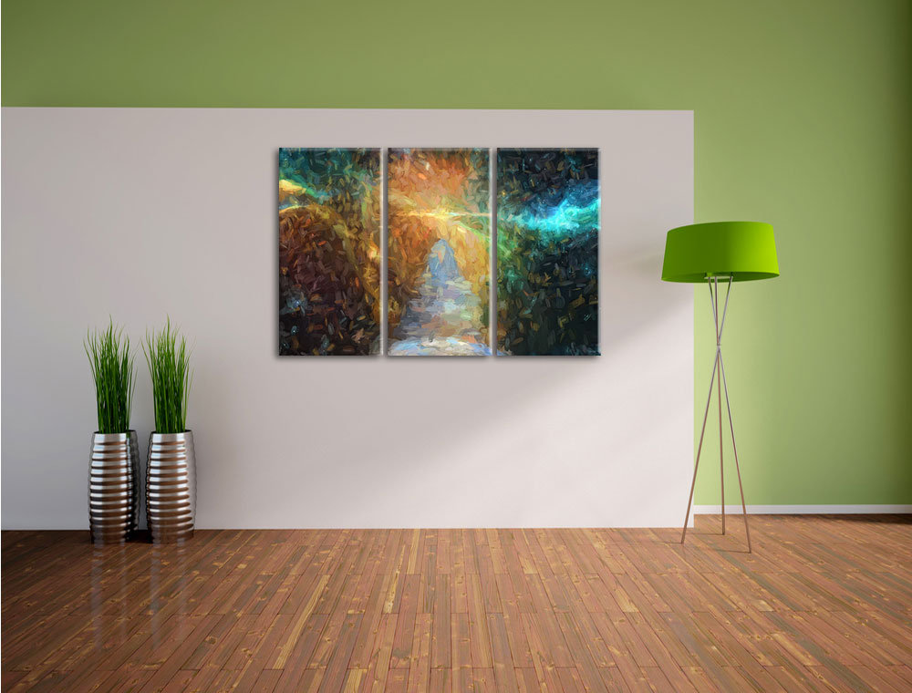 3-tlg. Leinwandbilder-Set „Kosmische Treppe in die Galaxie“, Grafikdruck