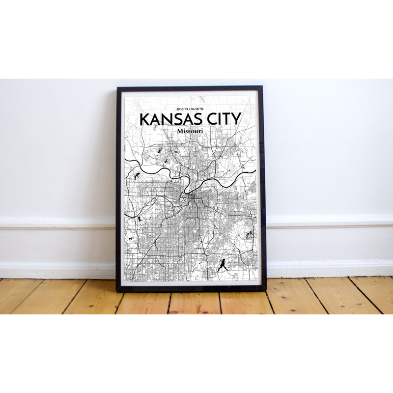 Kansas City Map - No Frame Print, 43cm H x 28cm W x 0.13cm D
