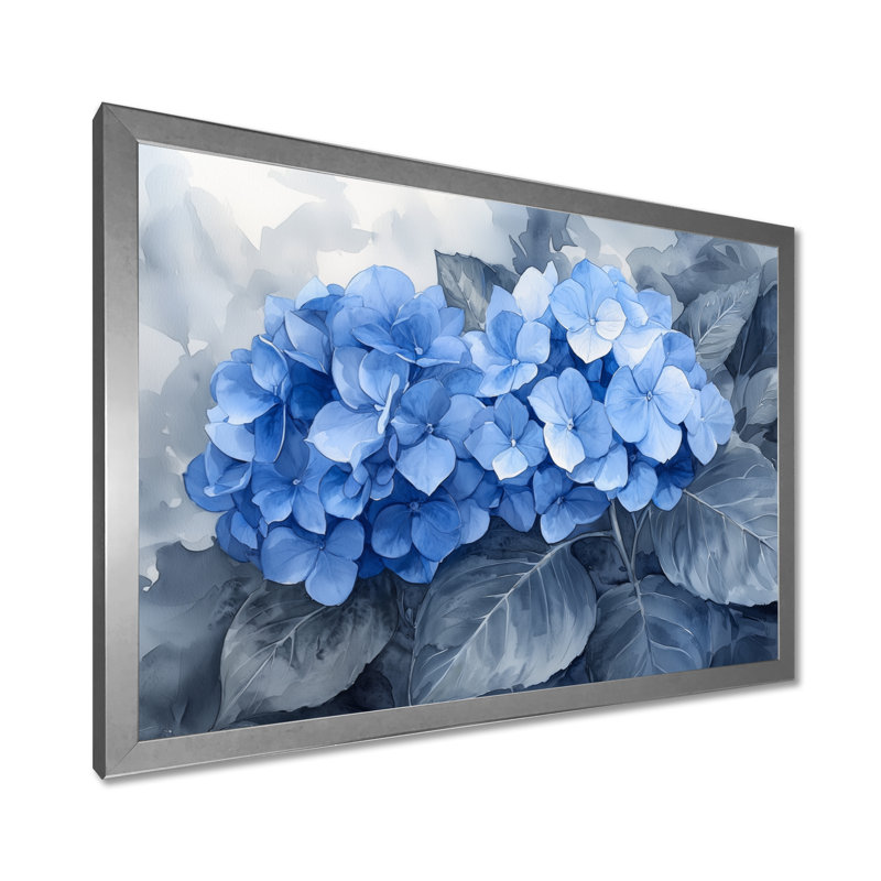 Ilkinas - Floral Wall Art, Single Picture Framed Print, Silver, 12" H x 20" W