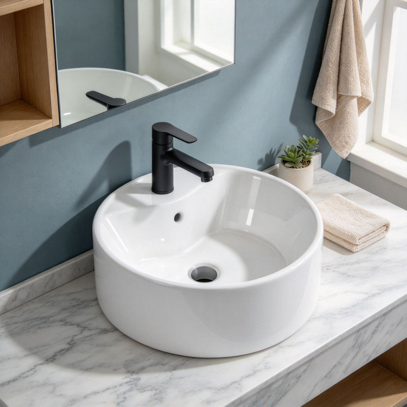 Vasque ronde en céramique Topcraft, blanc lustré