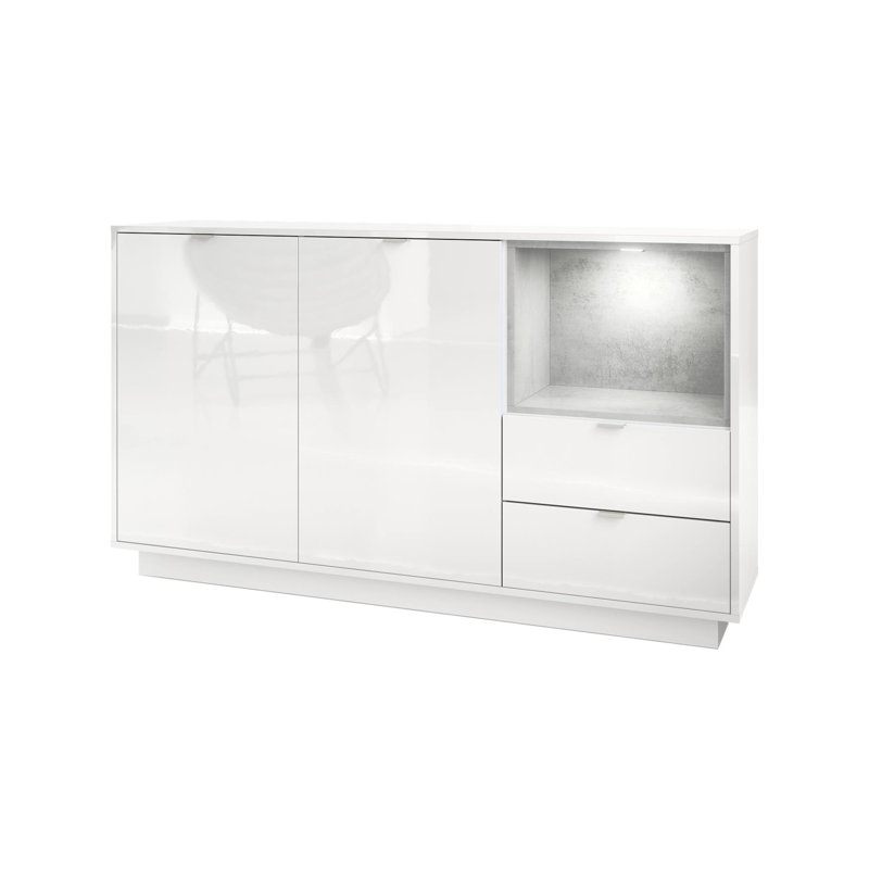 Mcclung 153cm Sideboard, Yes, White (glossy)/Concrete