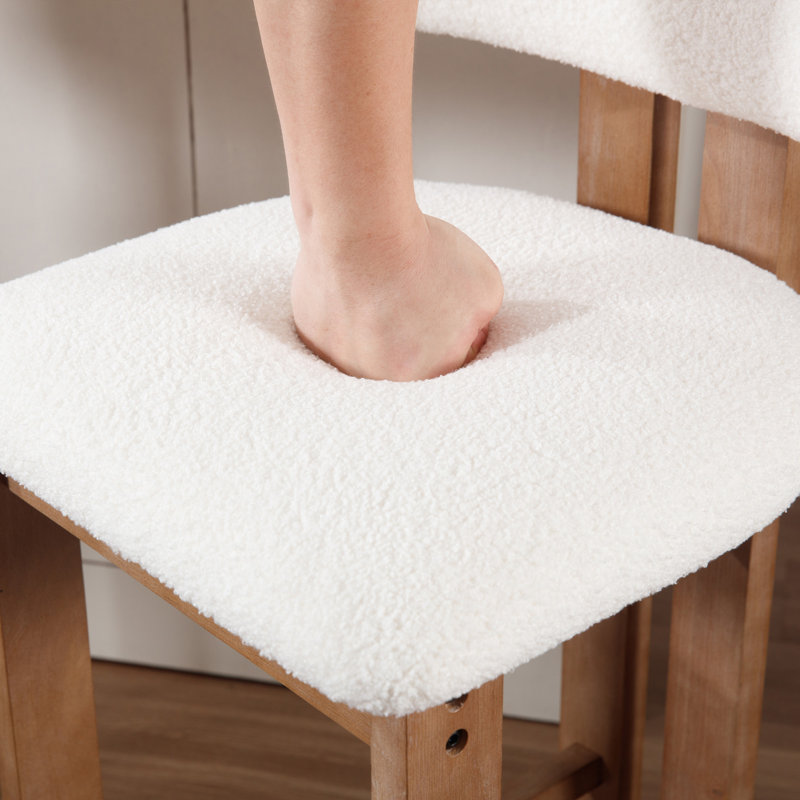 Tabouret rembourré avec structure en bois massif, Blanc