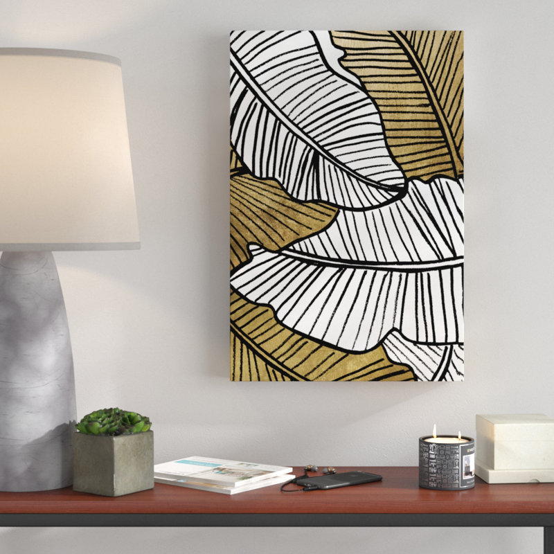 Feuille d’or par Oliver GAL-impression d’art graphique, H 15 po x l 10 po x P 1,5 po, Toile tendue