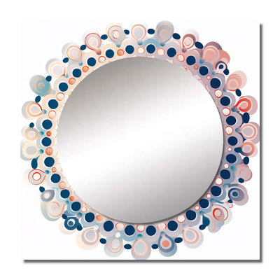 Boho Mandala In Retro Blue And Orange - Boho Mandala Square Mirror For Wall Art Decor