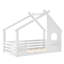 Twin Floor Bed for Kids with House-Shaped Roof, Window & Shelf, Solid Wood, No Spring Box – White-354652075-354652074