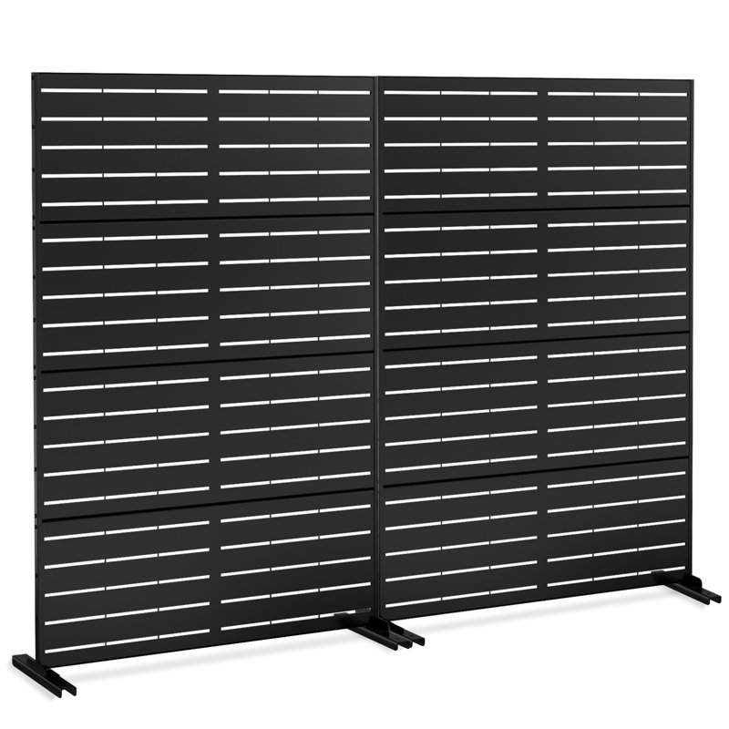 Freestanding Decorative Metal Privacy Screen, Rustproof Steel Outdoor Privacy Panel with Support Stand for Outdoor, Patio