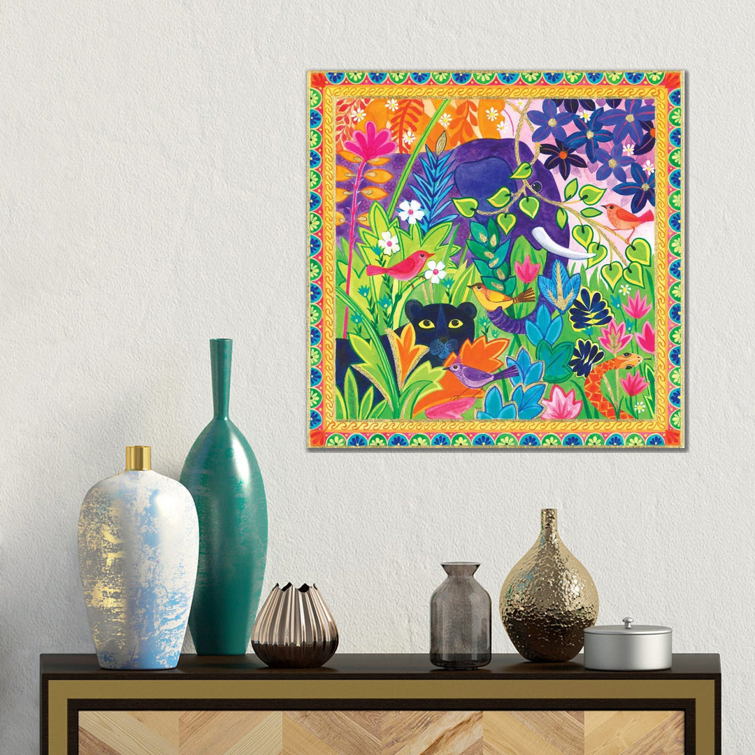 Der Elefant und der Panther von Isabelle Brent - Galerieverpackte Leinwand GiclÃ©e auf Leinwand