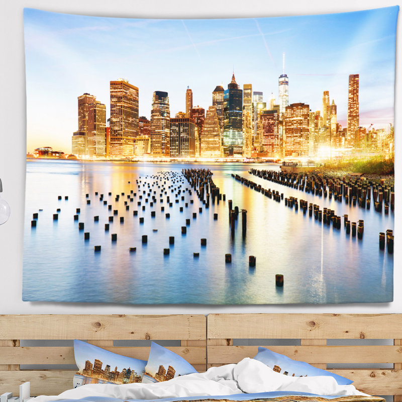 Toile avec gratte-ciel, paysage urbain de New York, H 32 po x l 39 po