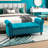 Teal Upholstered Bench, 50" With Rolled Arms For Bedroom, Living Room, Entryway, Wood Legs Storage Bench Soft Cushion, 22.5" Height,