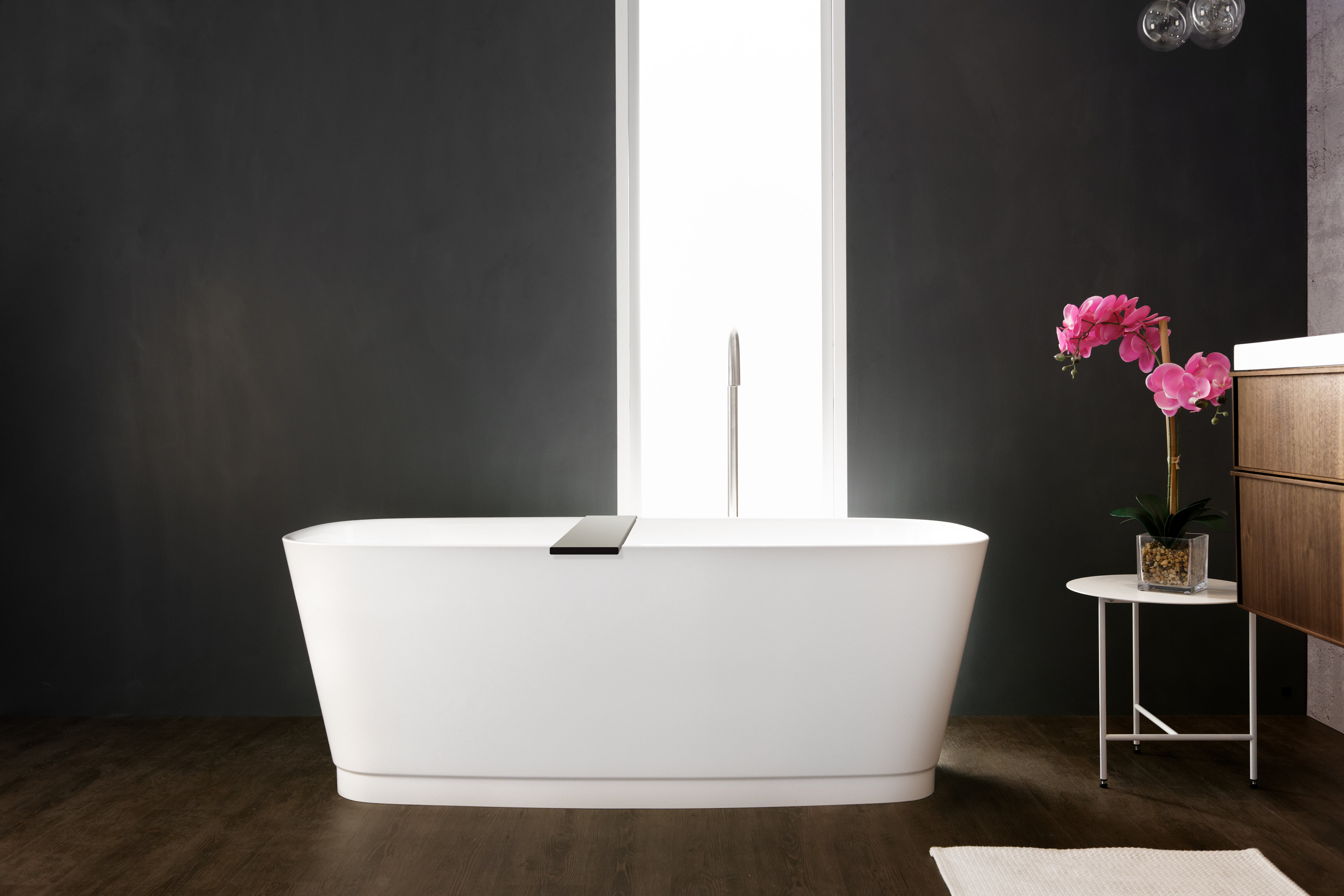 Wetstyle Straight 59" X 28" Freestanding Soaking Solid Surface Bathtub ...