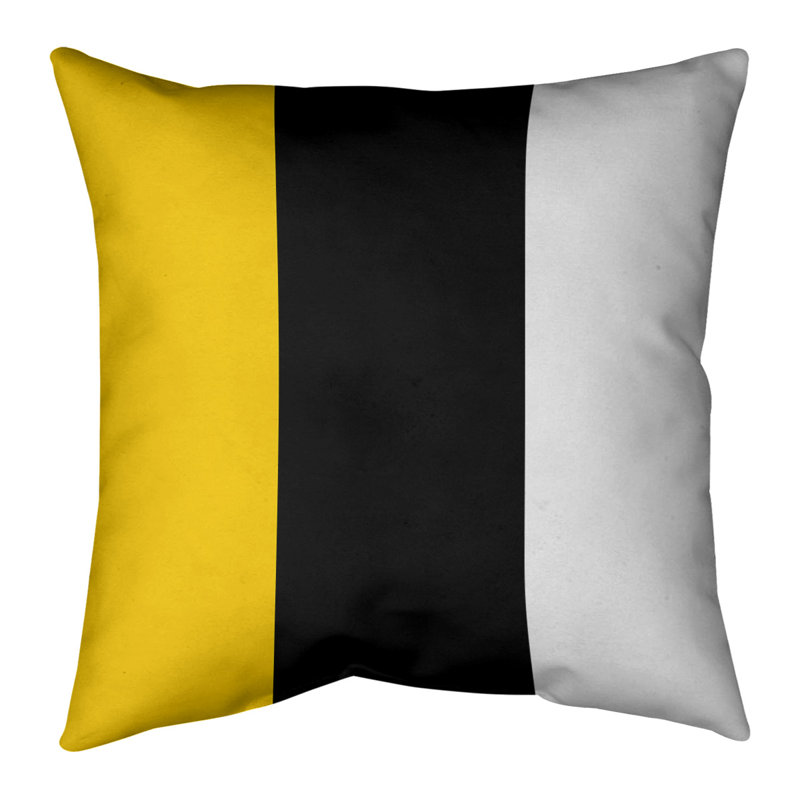 Coussin intérieur/extérieur Iowa, Jaune / Noir, H 18 po x l 18 po