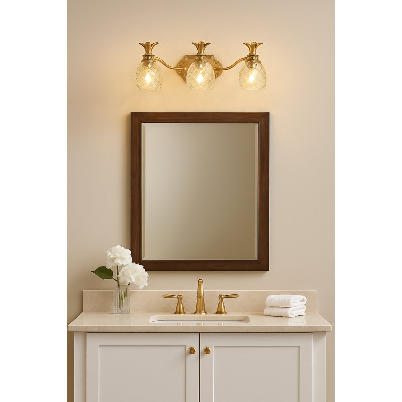 Plantation 3-Light Pineapple Bath Vanity Fixture, Burnished Brass