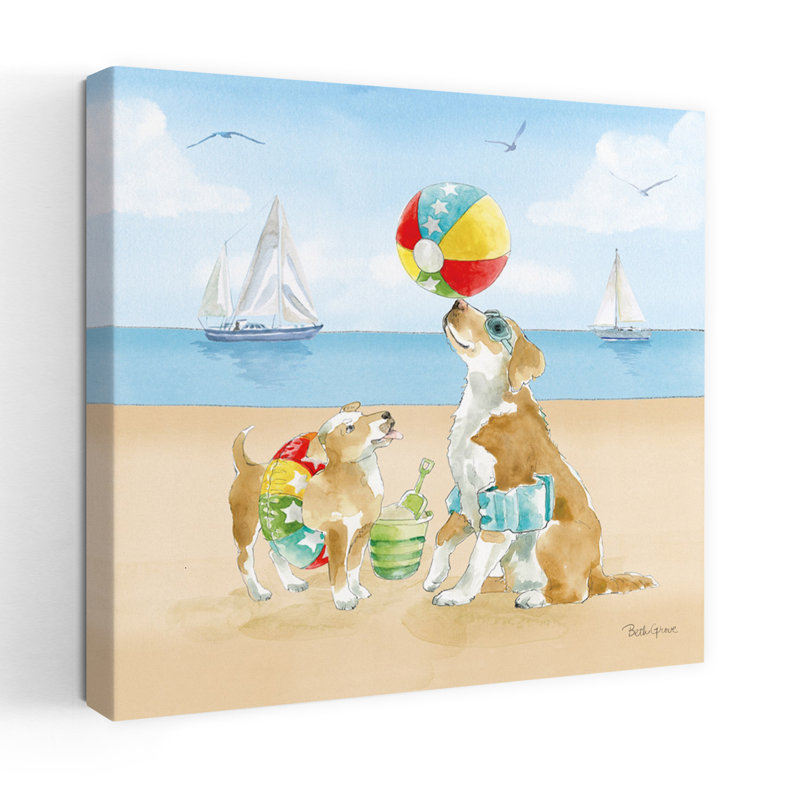«Summer Fun At The Beach II», palmier abstrait, art côtier, H 32 po x l 32 po