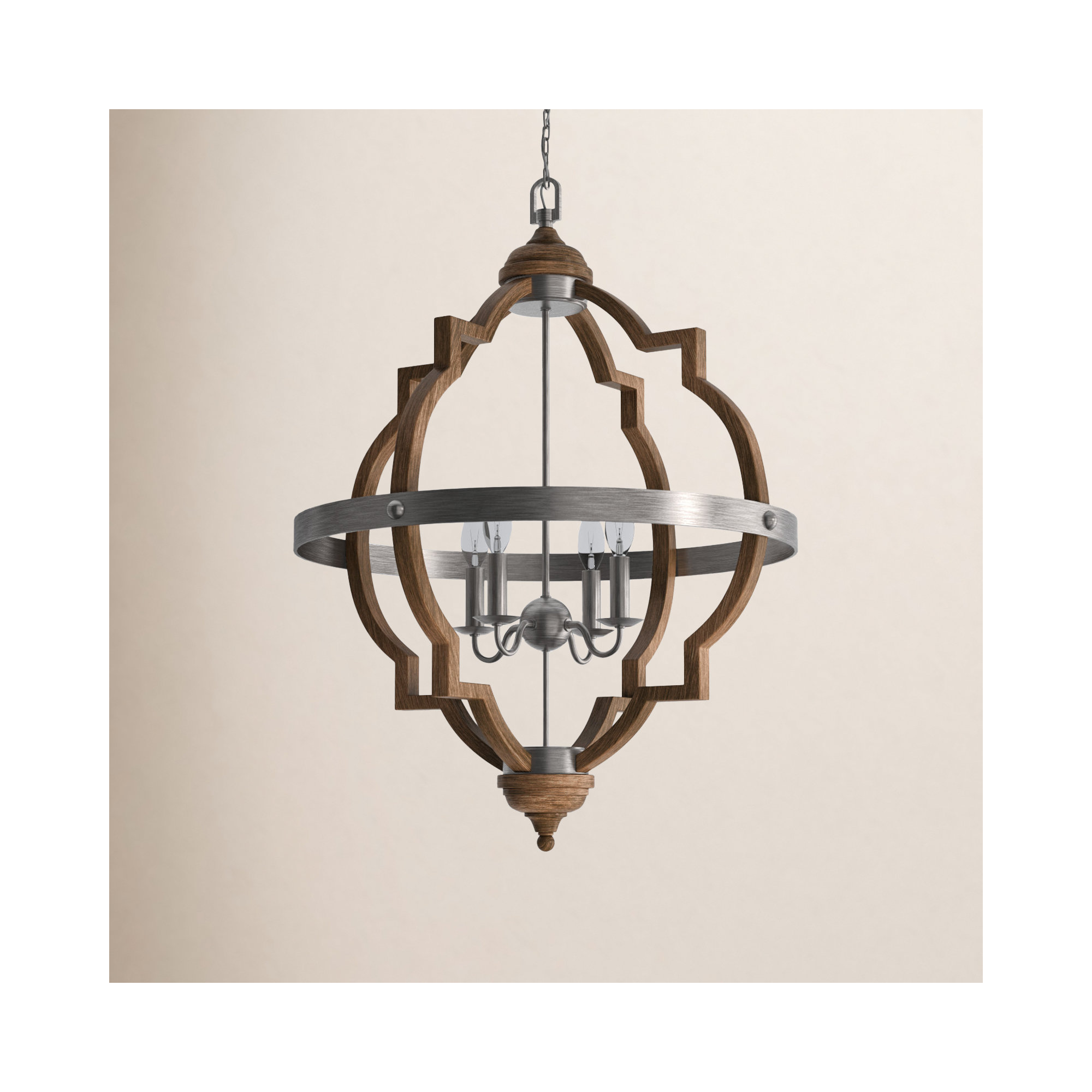Freemont 4 - Light Metal Dimmable Lantern Chandelier, Not Included, Stardust