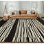 Tapis rectangulaire rayé en laine noué à la main de couleur café / noir / ivoire-88508308