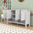 Storage Sideboard with 4-Door Design, Adjustable Shelves, Open Shelf and Dual-Sided Hooks-672228369