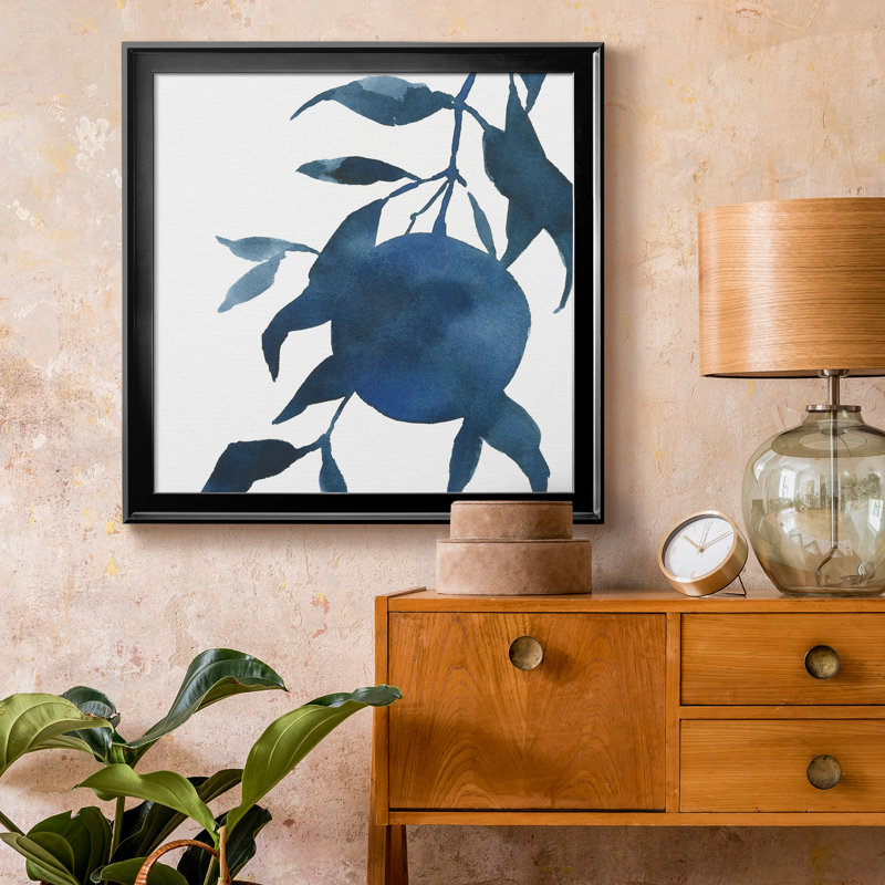 Indigo Oranges I-Premium, reproduction encadrée - prête à être accrochée, Toile avec cadre noir, Pas de tapis