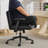 Swivel Leather Office Chair With Flip-Up Armrests, Casters, And Cross-Leg Base. Features A Wide Seat. Ideal For Home Offices And Dressing Tables. Black.-62287655