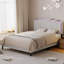 Structure de lit rembourrée avec lumières DEL RVB et tête de lit rembourrée (aucun matelas inclus)-118661737-118661736