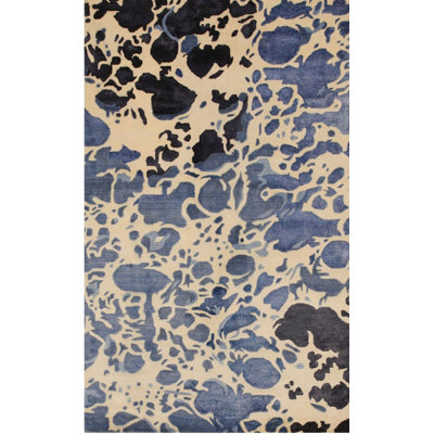 Tapis en laine et en viscose ivoire touffeté à la main Palermo