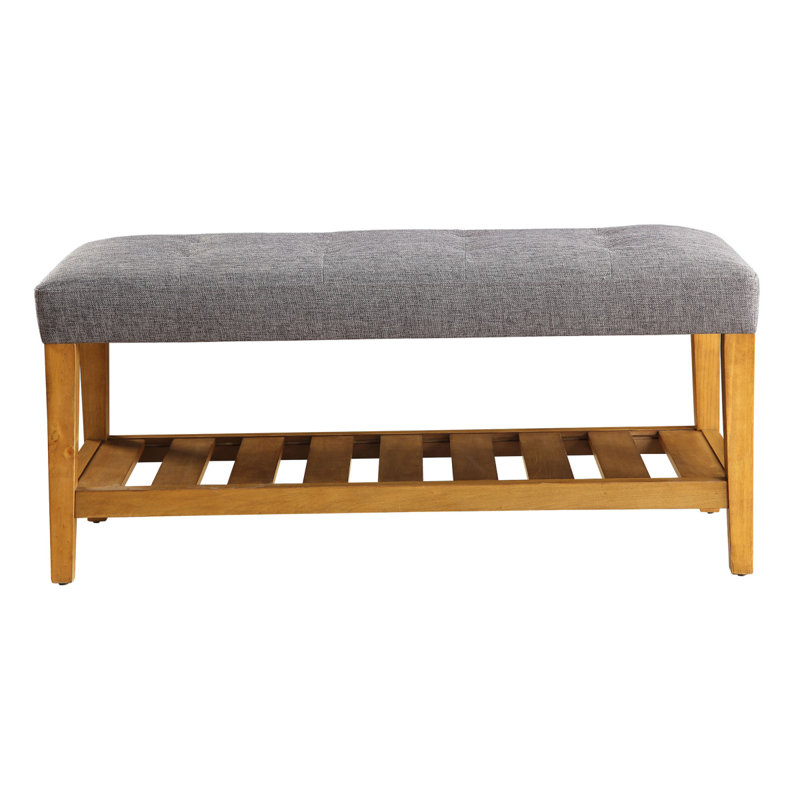 Banc de siège capitonné gris et chêne touffeté, Gris