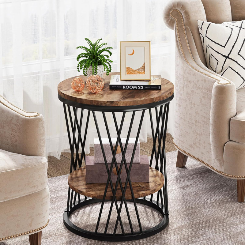 Frame End Table, Black, Brown