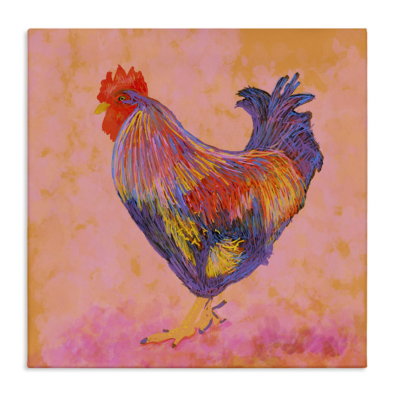 «Vibrant Hued Rooster», art mural par Dina Riddle, H 24 po x l 24 po