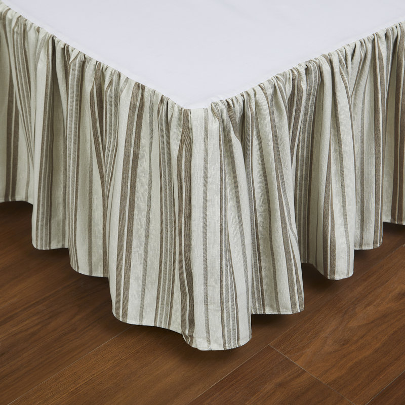 Austin Horn Classics Cosmopolitan Toile Gathered Bedskirt From Stripe Jacquard Pattern, Taupe, Queen