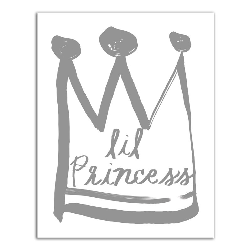 Art sur toile little princess Brewer, H 14 po x l 11 po x P 1,25 po, Gris