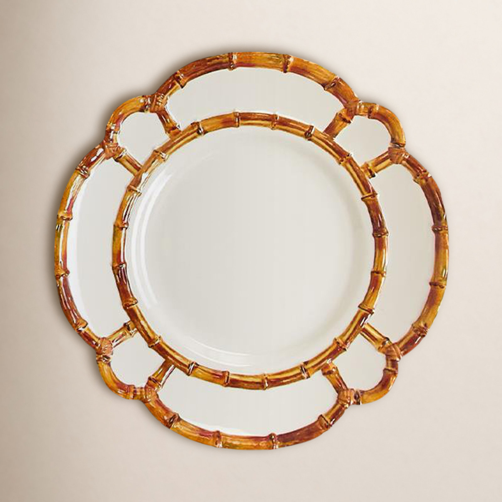 11" Dinner Plate, Brown/White