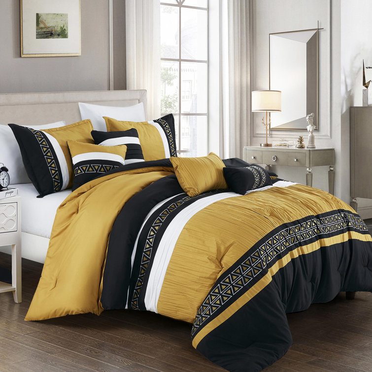 Lynnae 7-Pieces Luxury Quilted Embroidery Bedding Comforter Set