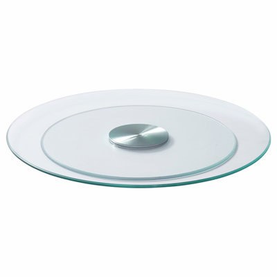 20 in Glass Lazy Susan Turntable, 360° Rotation Round Clear Tabletop Rotating Tray, Tempered Glass Dining Table Centerpiece, Smooth and Silent Spin, for Family Gatherings, Banquets & Weddings