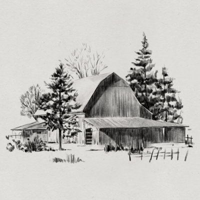 Distant Barn Sketch II by Emma Caroline - Wrapped Canvas Painting
