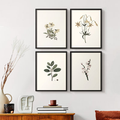 «Vintage Floral Print», impression encadrée CLxxvi - ensemble de 4