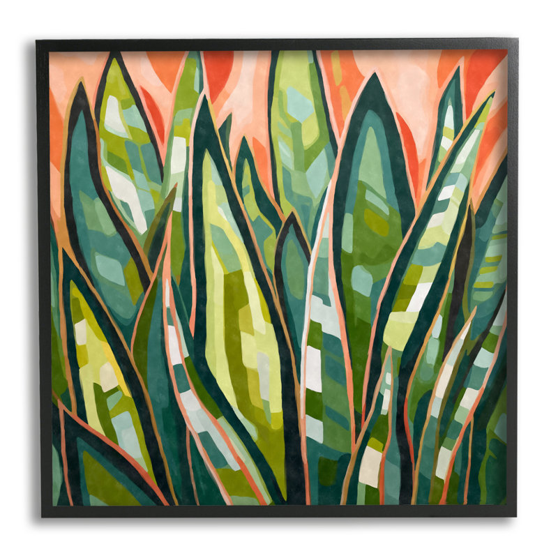Stupell Industries, feuilles tropicales abstraites encadrées, art de la giclée par Ziwei Li, H 24 po x l 24 po x P 1,5 po
