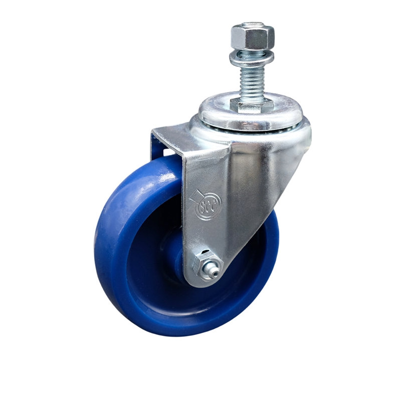 4 Inch SS Solid Polyurethane Wheel Swivel 12mm Threaded Stem Caster SCC