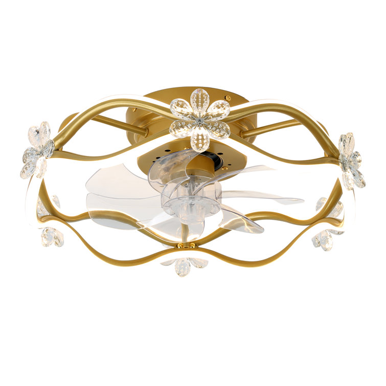 Shaynne 19'' Flower Design Dimmable Ceiling Fan with LED Light and Remote