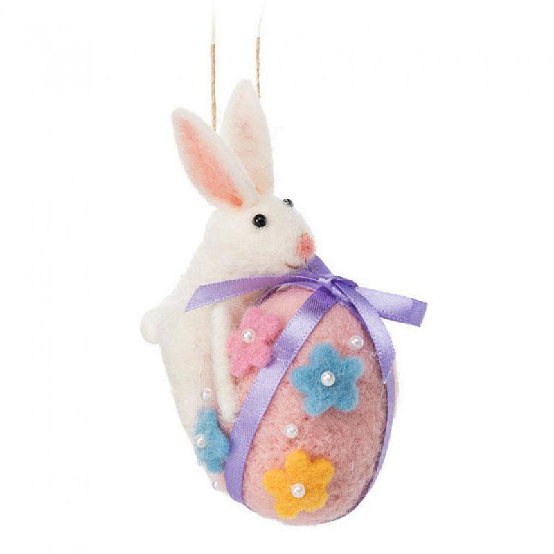Ornement suspendu lapin et œuf de Pâques
