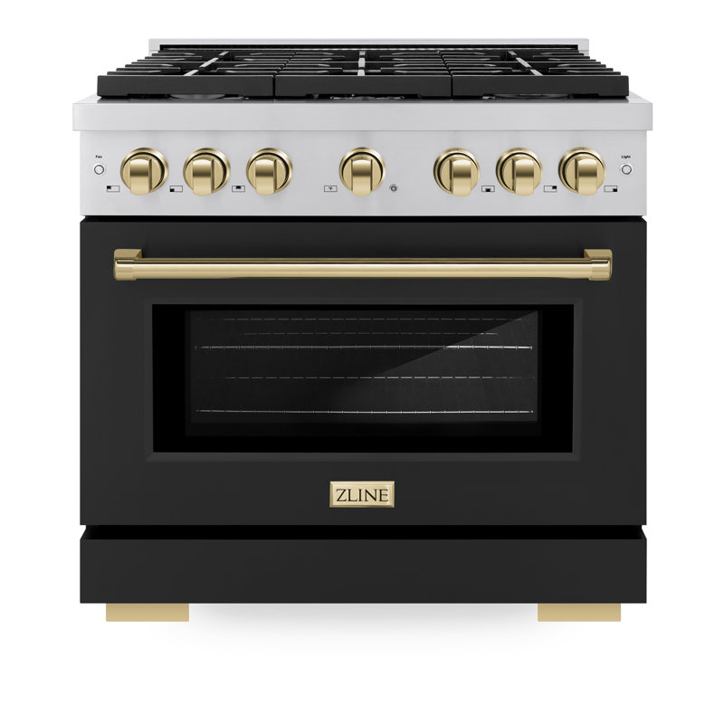 ZLINE Autograph 36" Paramount Dual Fuel DuraSnow® Range w/ Black & Bronze Accents (SDRSZ-BLM-36-CB)