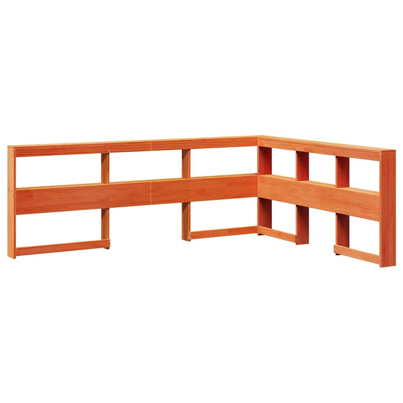 Bookcase Bed Without Mattress Solid Wood Pine, Super King (6'), Wax Brown