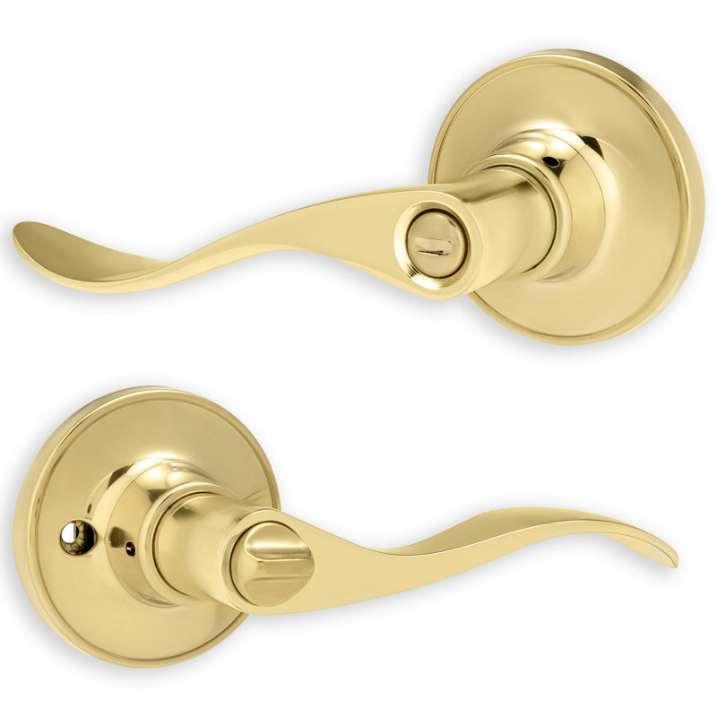 XFORT Cabriole Privacy Knob Set, Door Knob with Lock for Internal Wooden Bathroom Doors, Complete Set with Tubular Latch