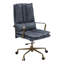 Chaise de bureau en cuir gris - pivotant à 360 degrés, hauteur de siège réglable, roulettes, base à 5 avec coussin, dossier charmant et dossier moderne