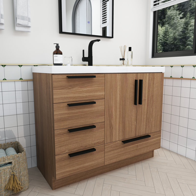 Robincroft 42" Free Standing Vanity With Acrylic Sink, Walnut