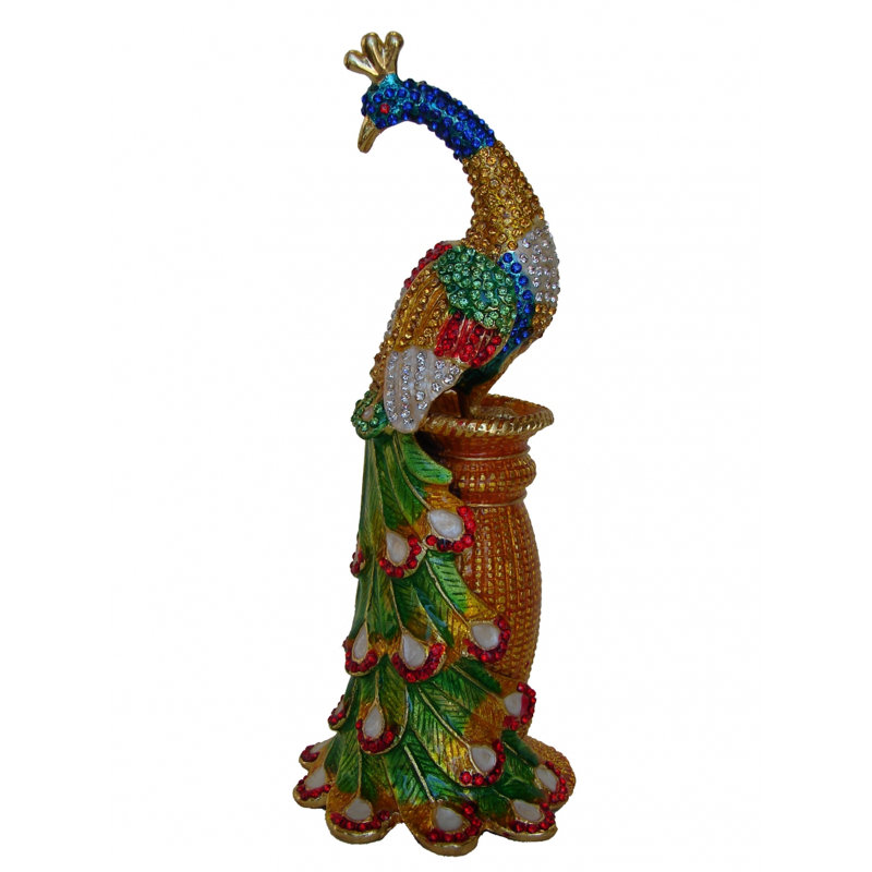 Figurine paon sur un piédestal, Vert